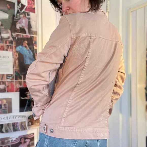 AG Distressed Pink Denim Jacket Size S - Picture 5 of 9